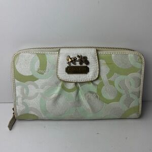 Coach Ashley Sateen Signature Wallet Green Y2k Monogram